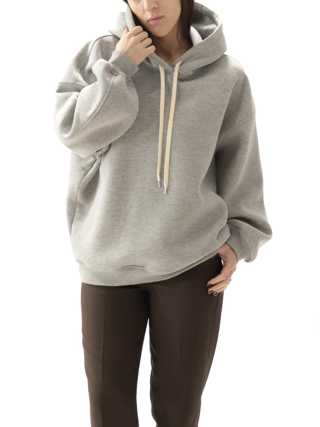 Felpa felpata cappuccio grigia