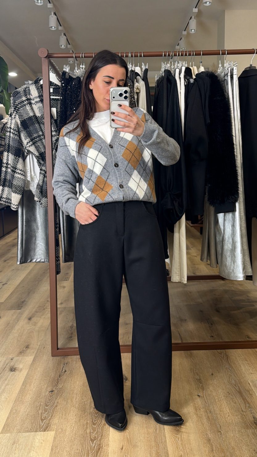 Pantalone ovetto punto milano nero