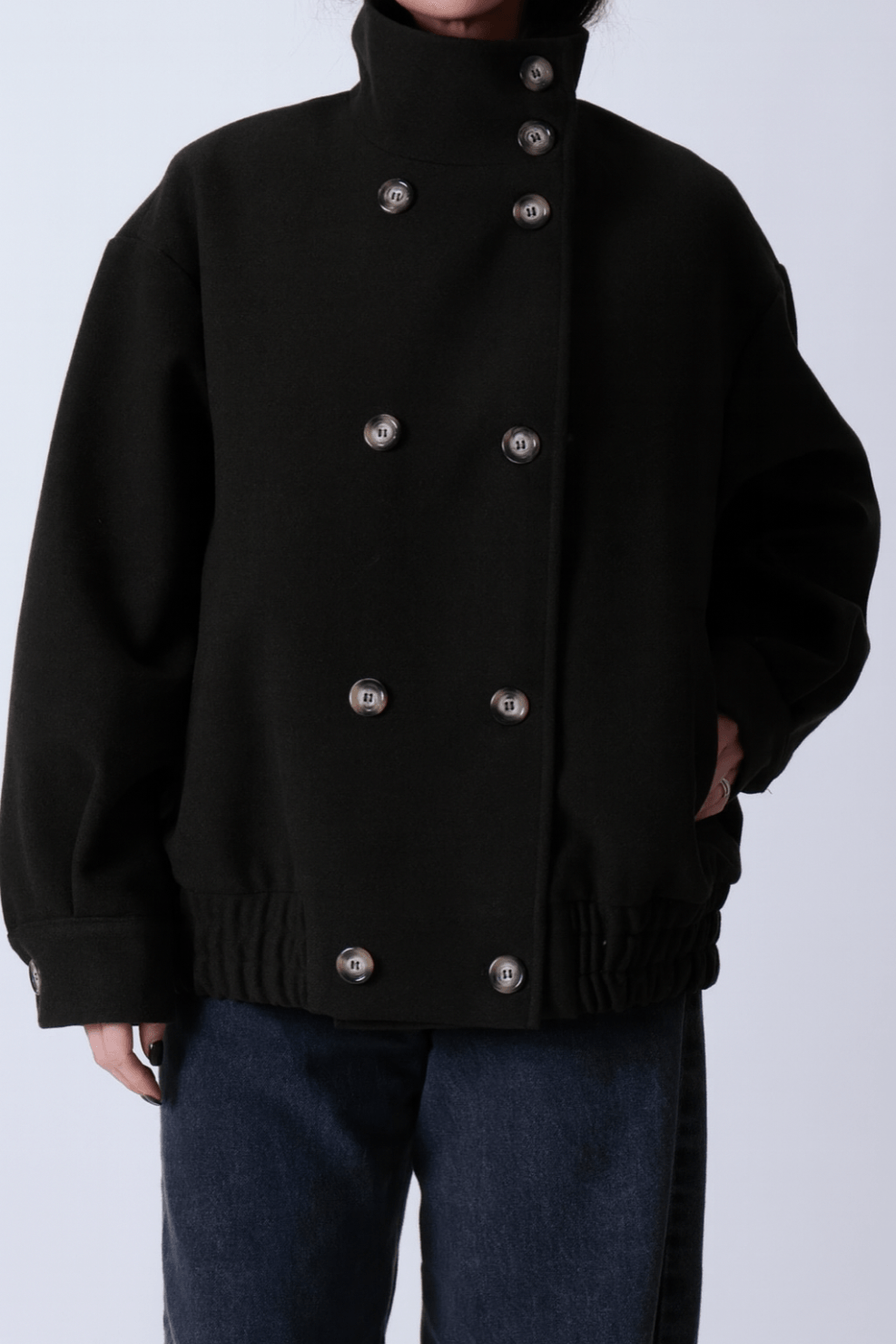 Cappotto bomber collo alto nero