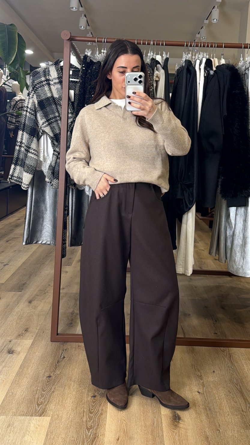 Pantalone ovetto punto milano moro