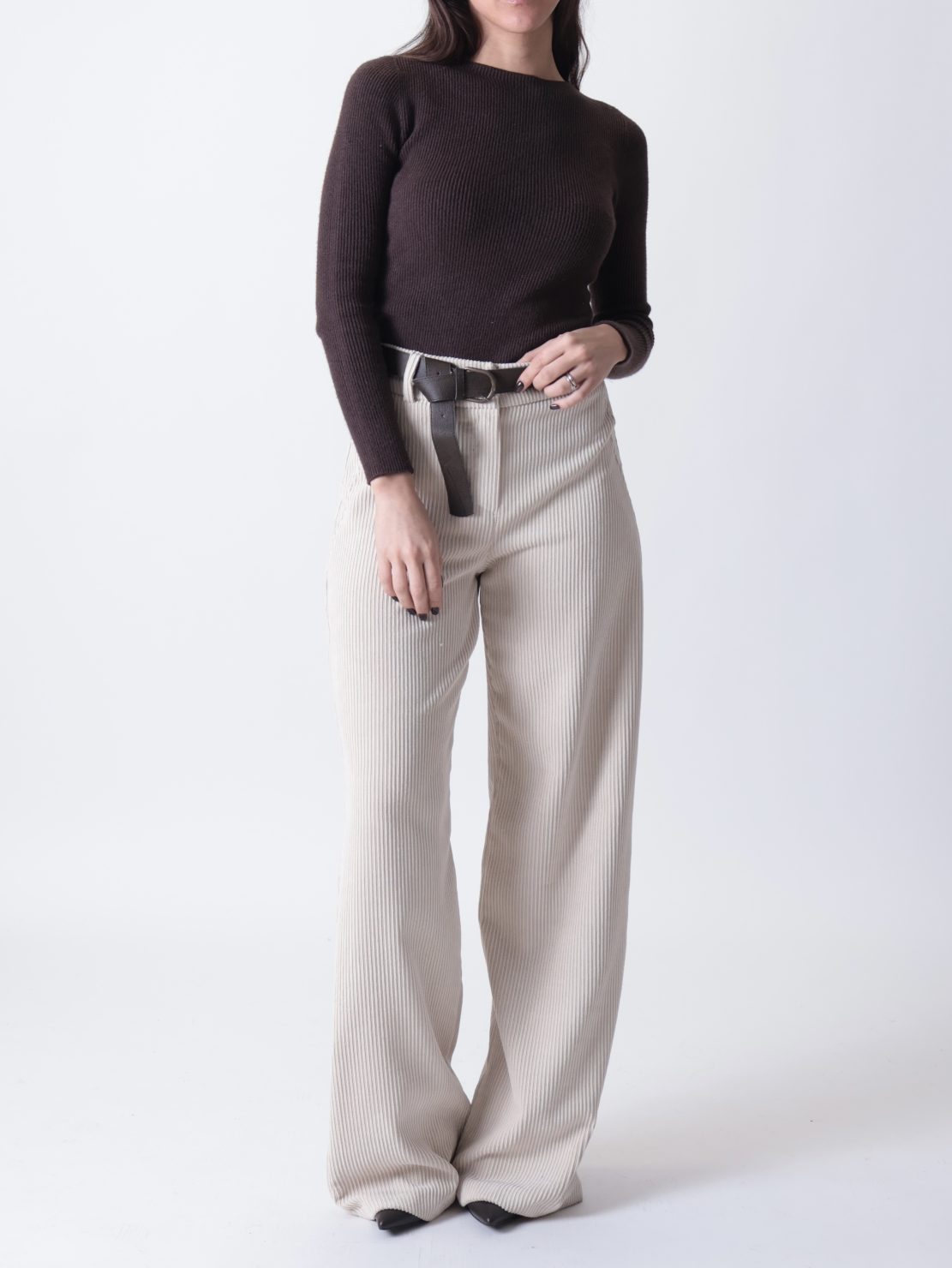 Pantalone elastico velluto burro