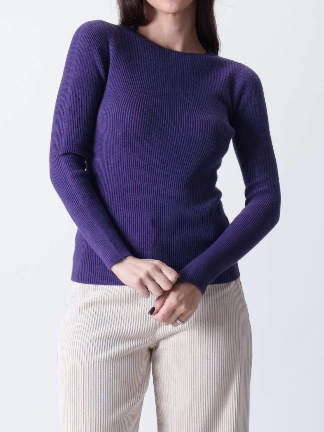 Maglia costine viola