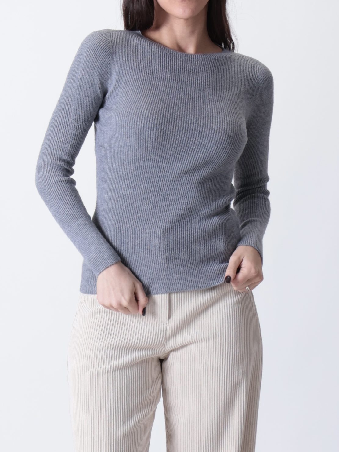 Maglia costine grigio