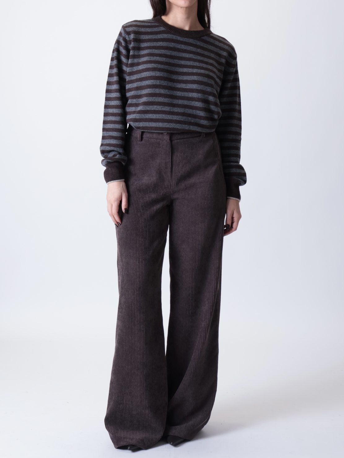 Pantalone elastico velluto moro