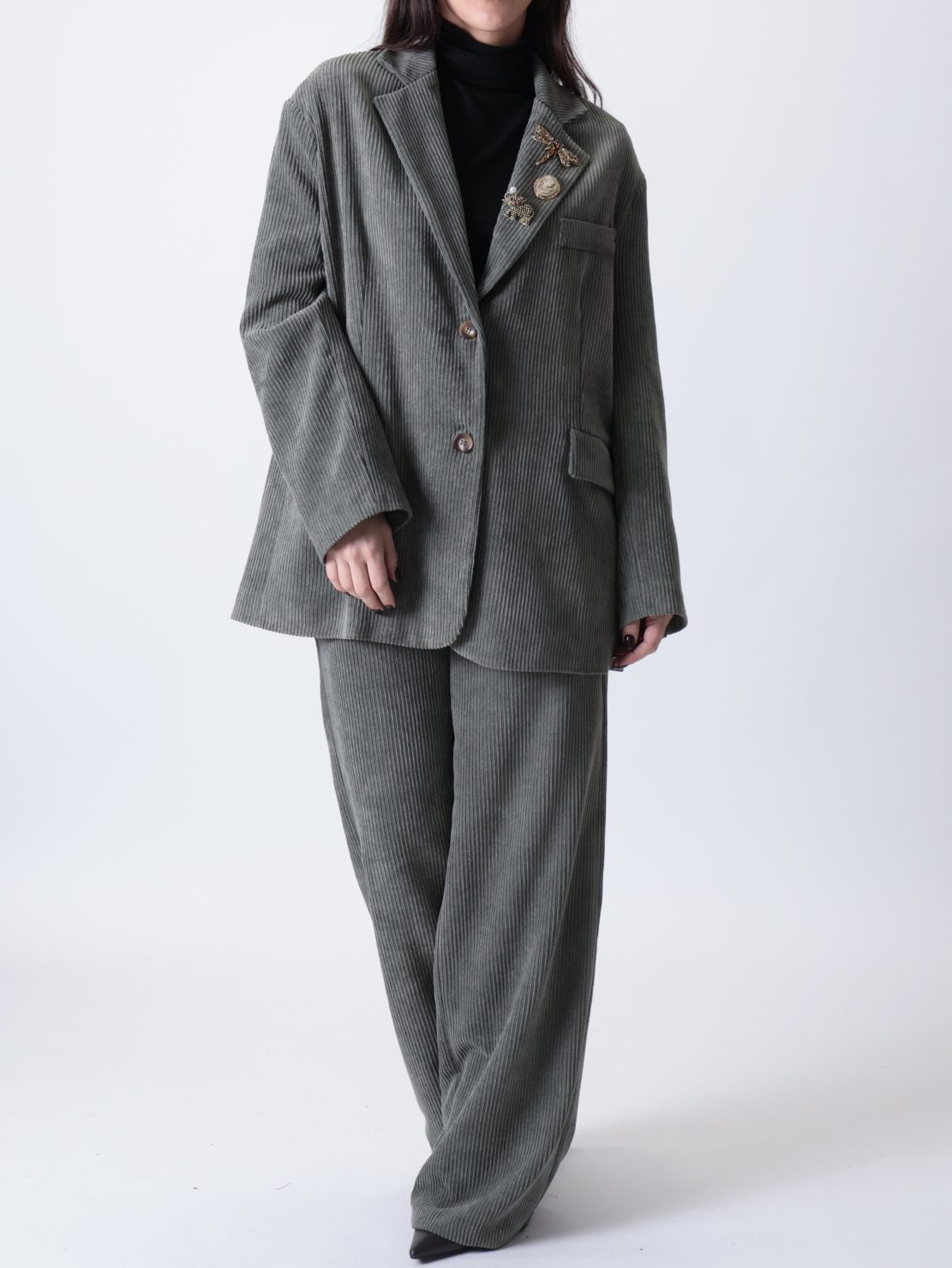 Giacca over velluto spille militare