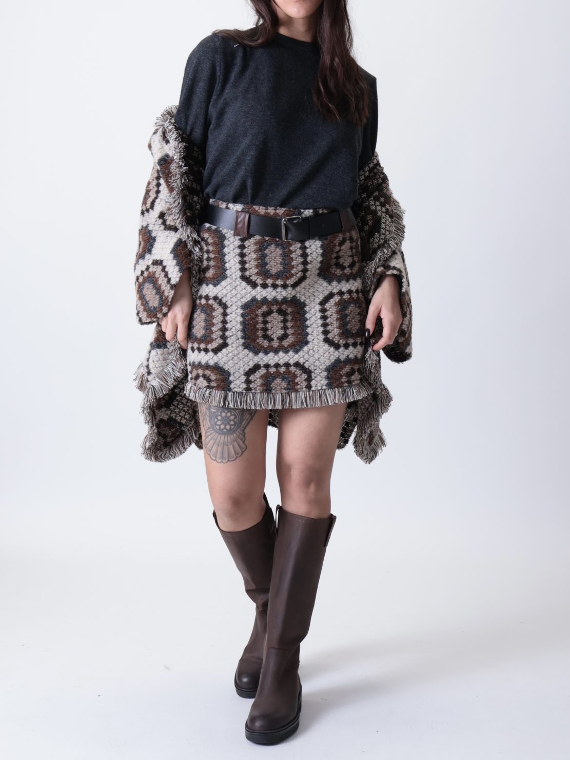 Gonna fantasia quadri moro/panna