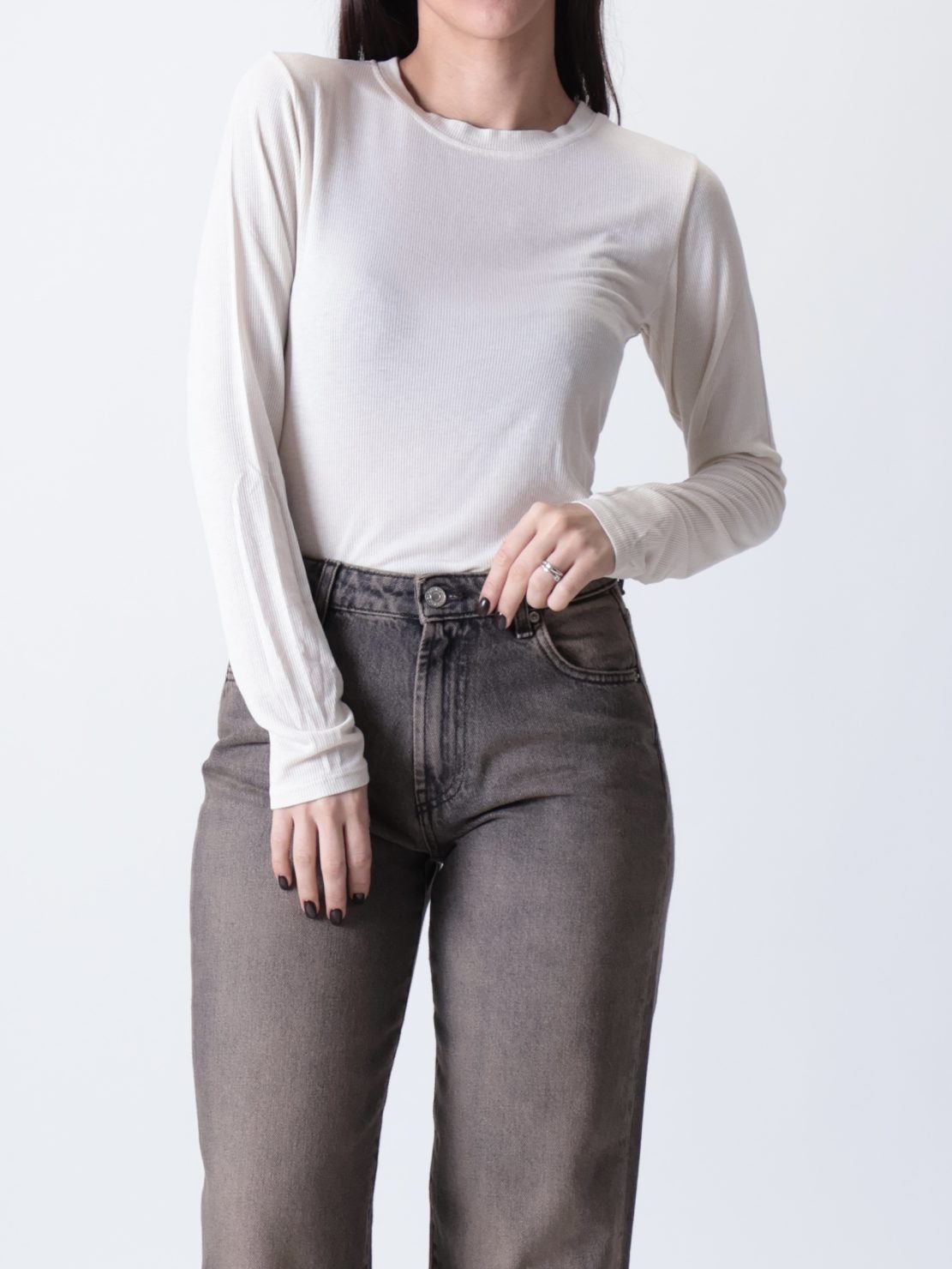 Maglia paricollo costine burro