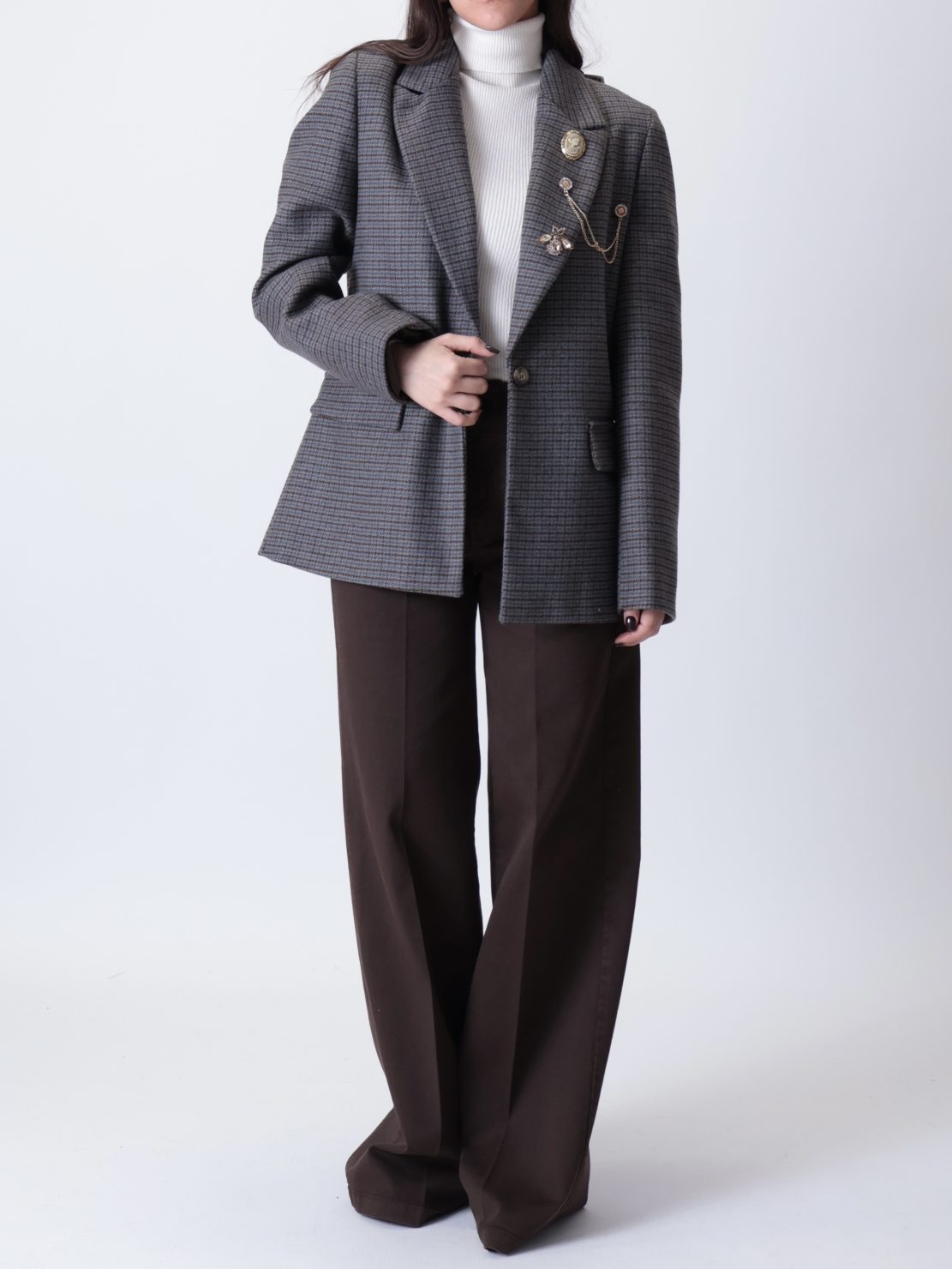 Giacca motivo spille moro/grigio