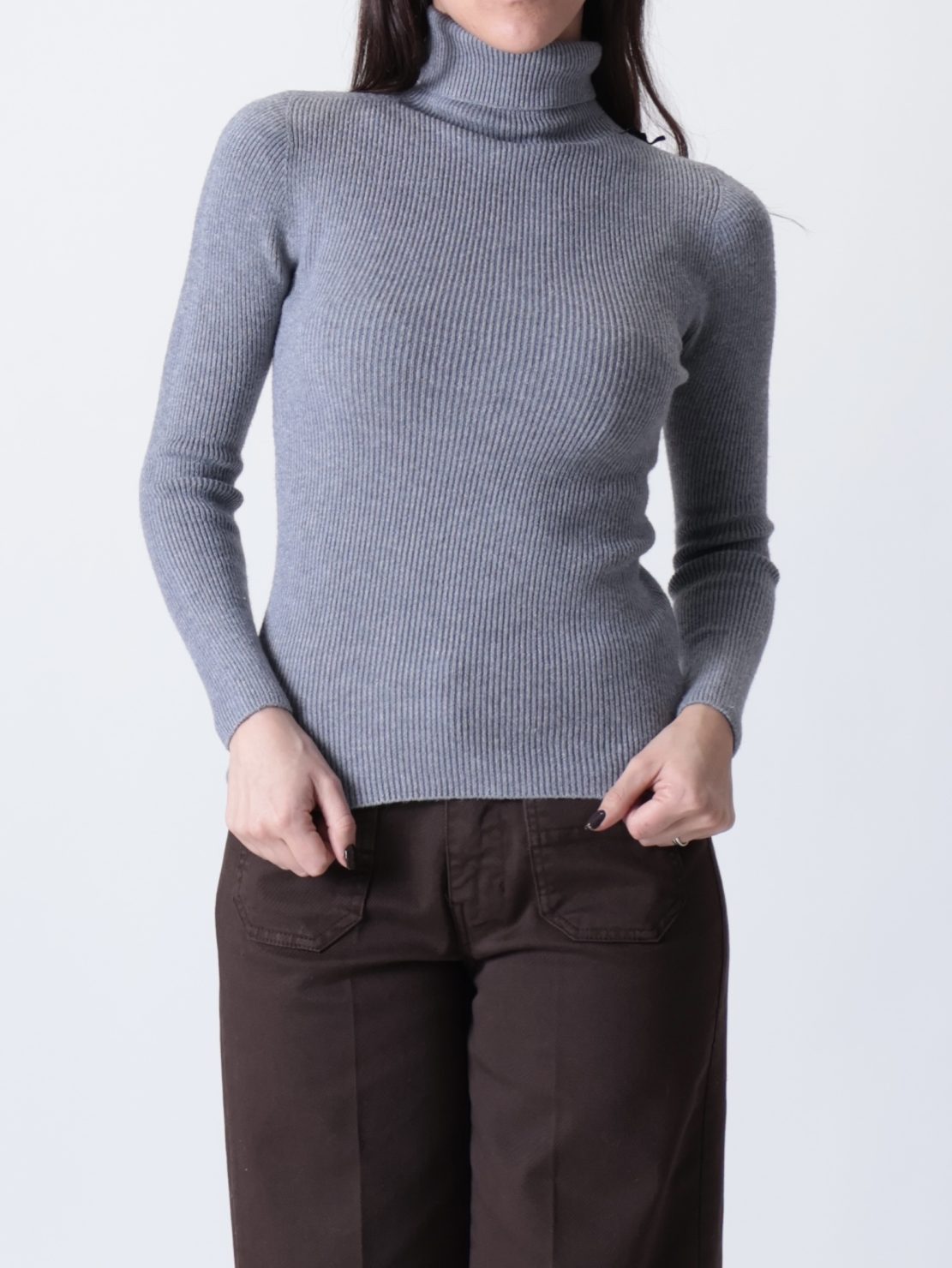 Dolcevita slim costine grigio