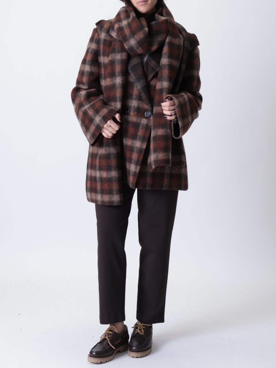 Cappotto con sciarpa coccio/moro