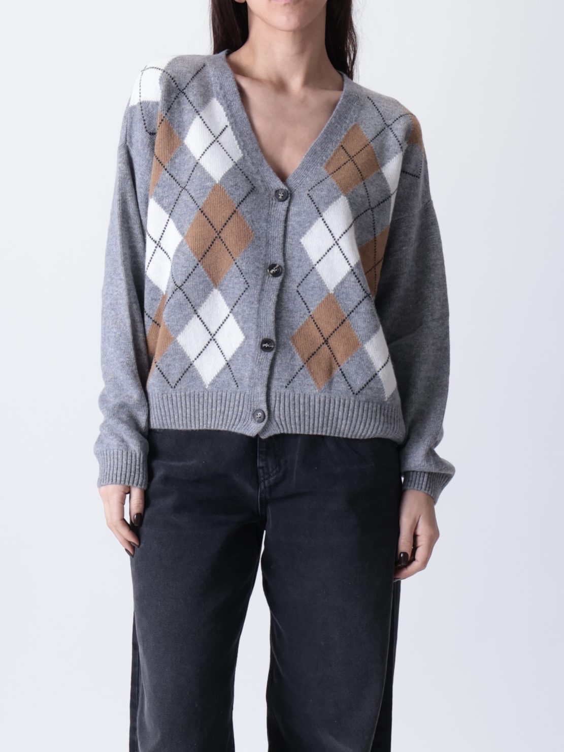 Cardigan rombi grigio/cammello/panna PREORDINE 24/11