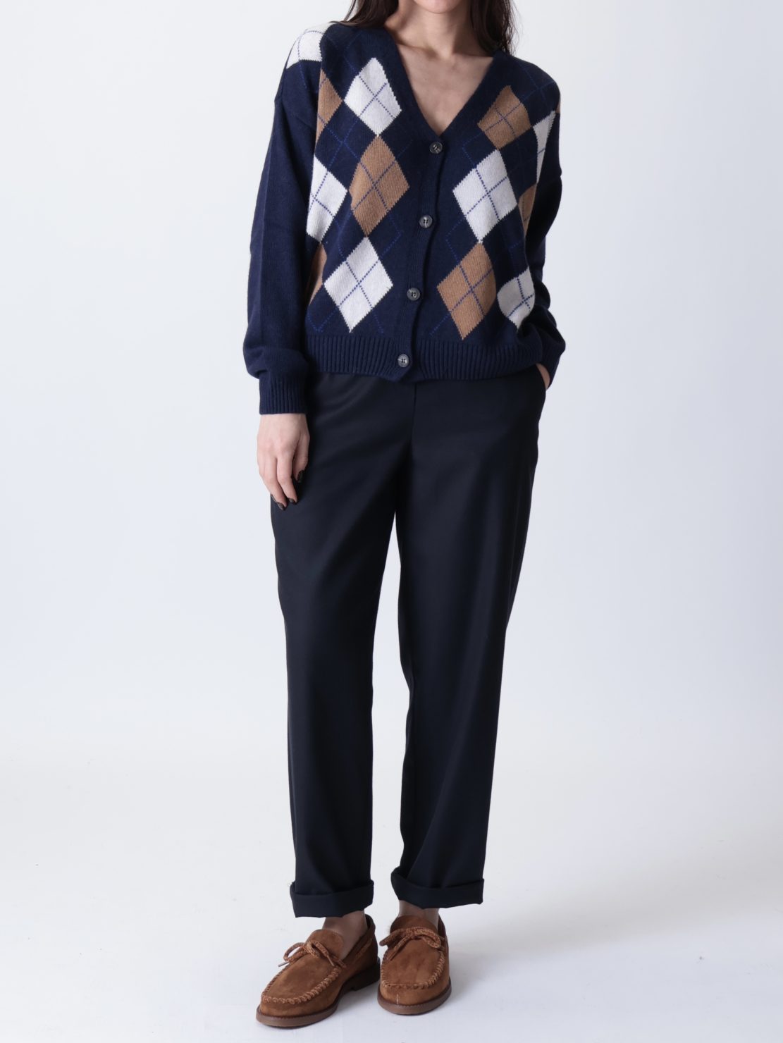 Cardigan rombi blu/cammello/panna PREORDINE 24/11