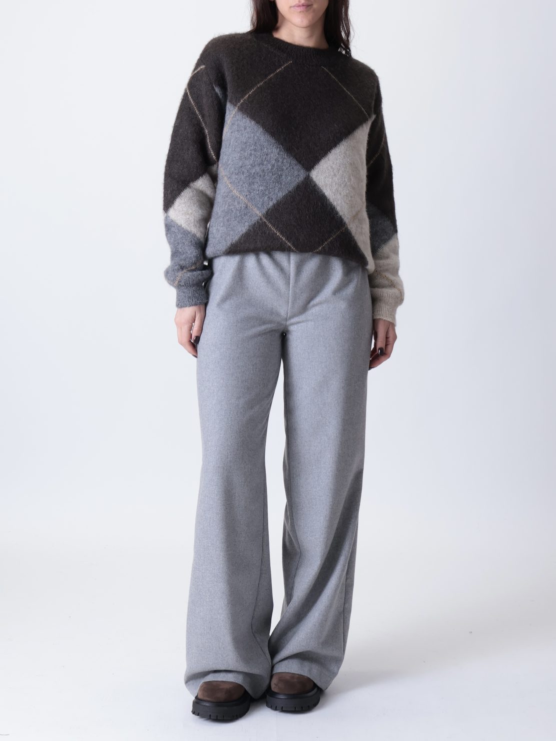 Pantalone dritto lana grigio