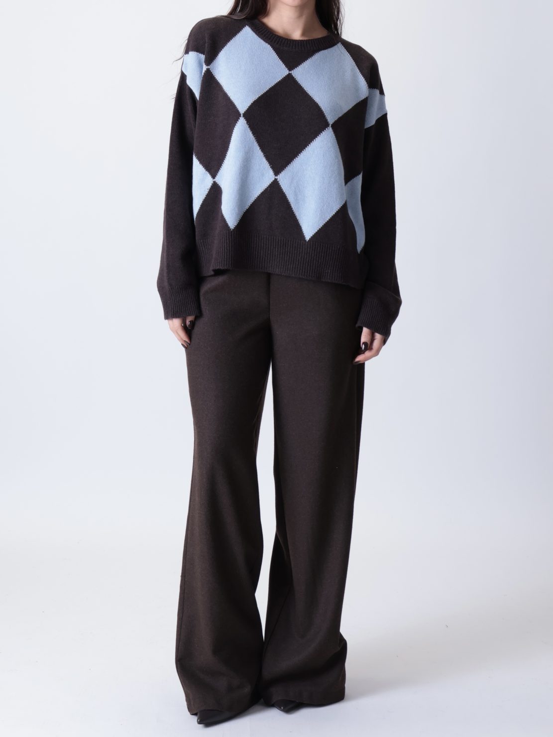 Pullover rombi Daniel azzurro/moro