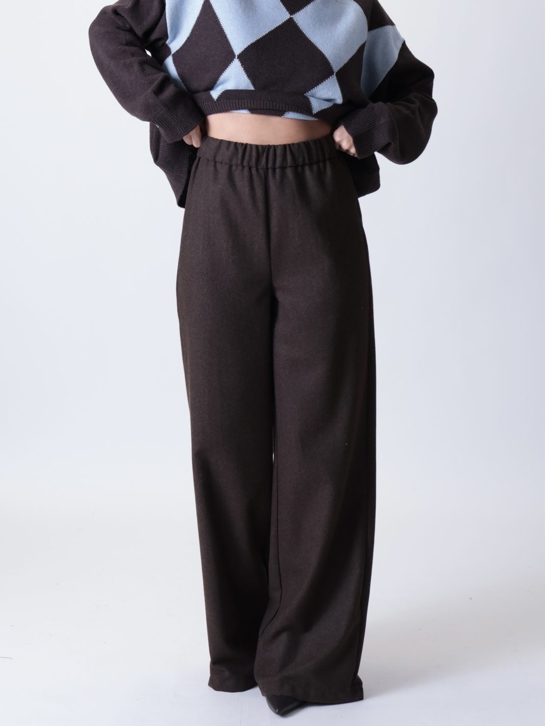 Pantalone dritto lana moro