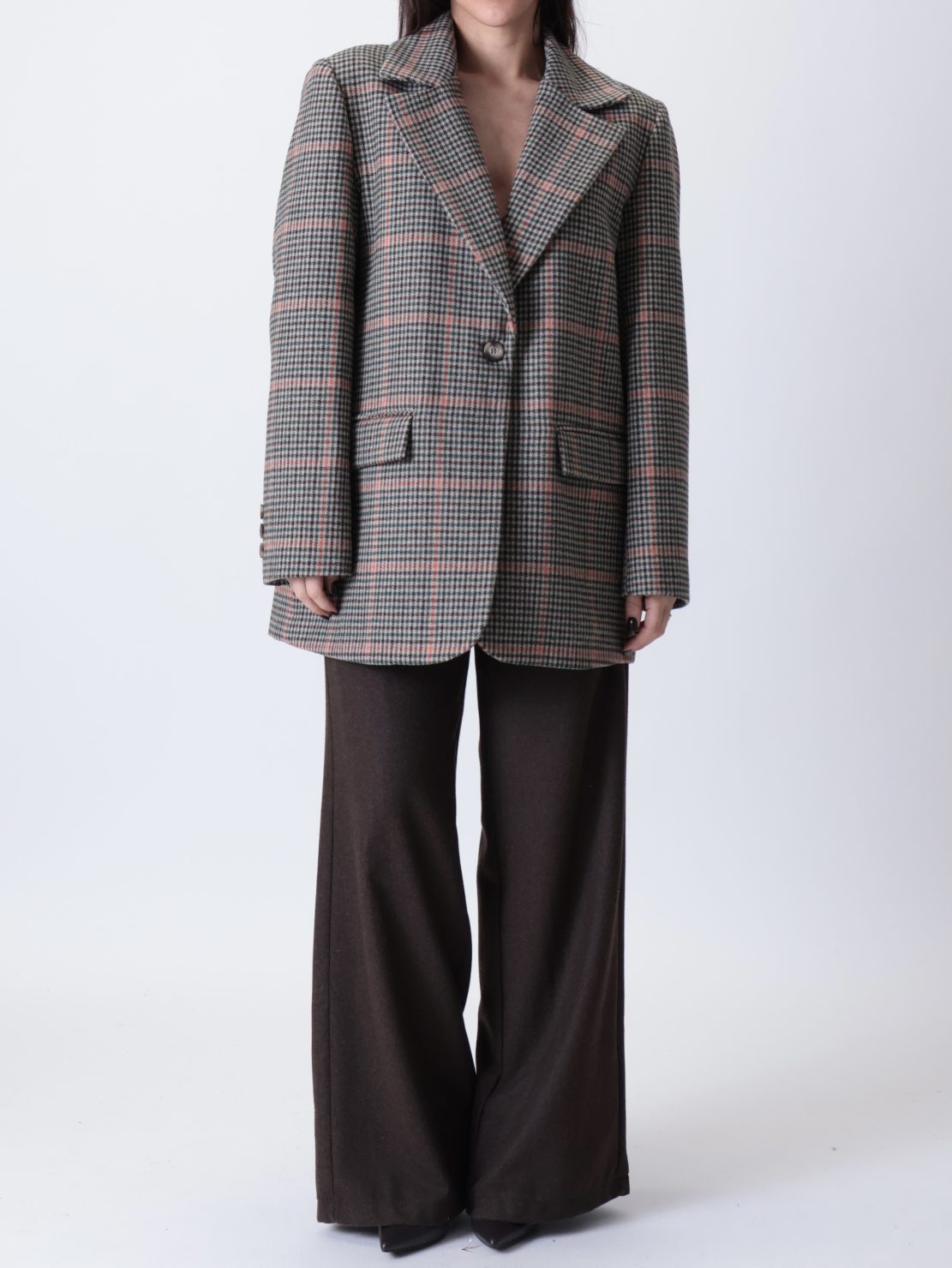 Giacca quadri verde/arancio