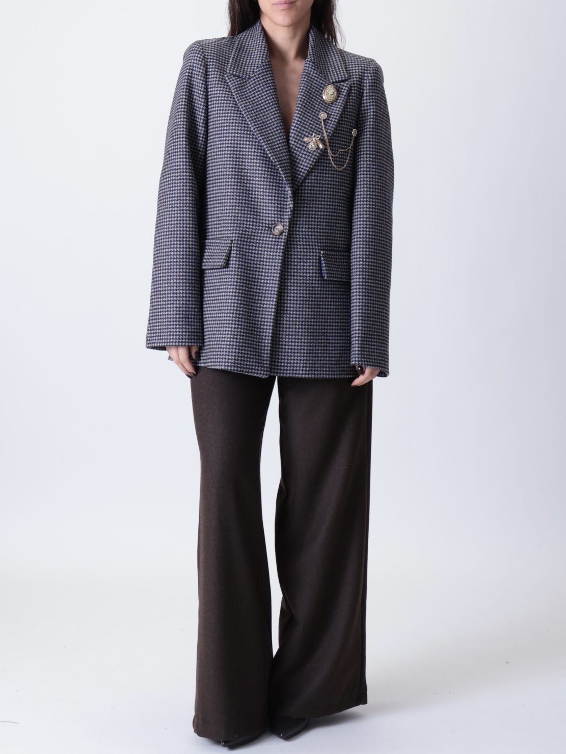 Giacca pied de poule spille moro riga blu