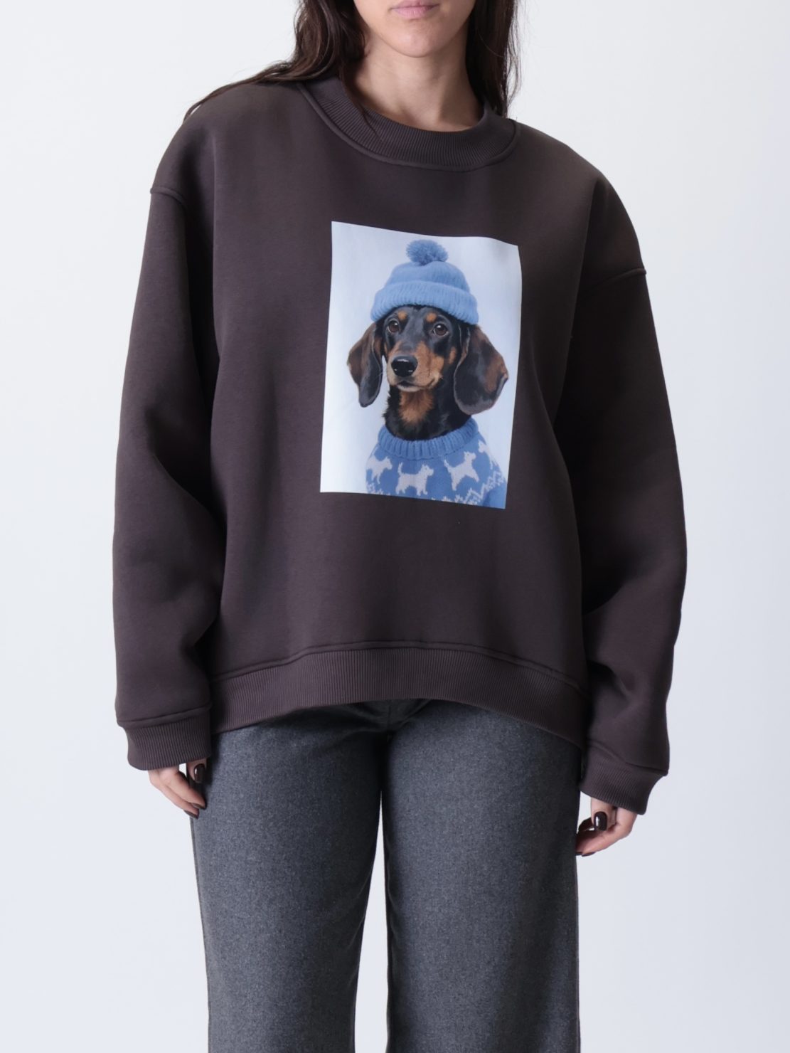 Felpa moro  bassotto azzurra