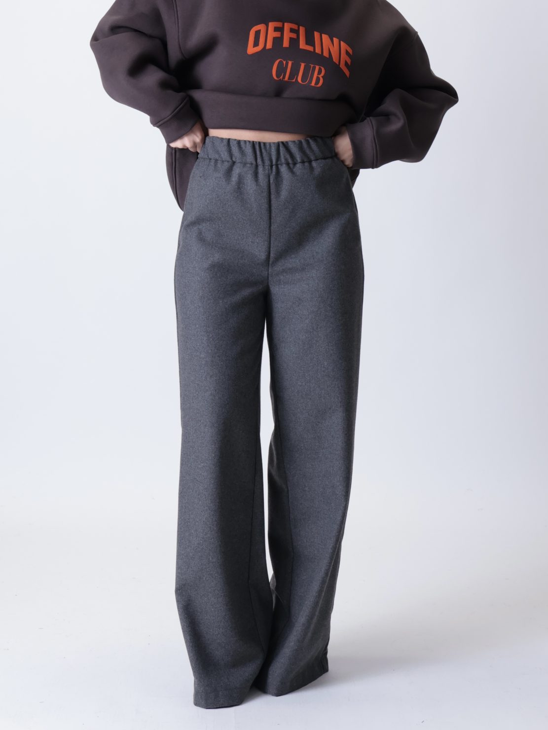 Pantalone dritto lana antracite