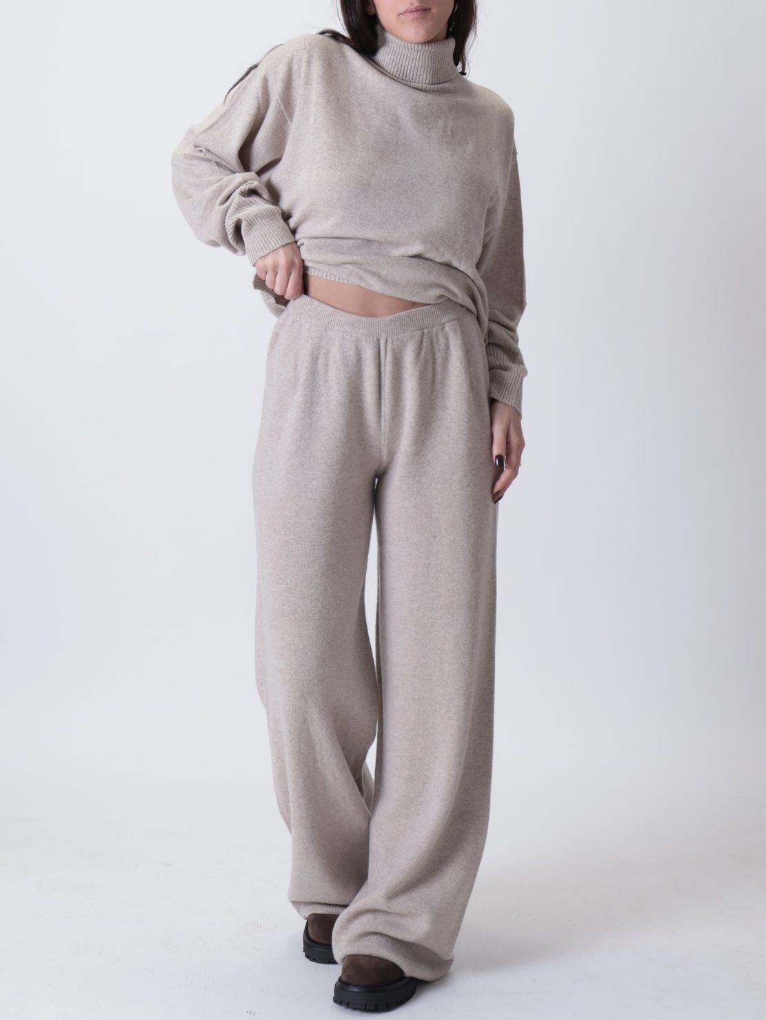 Pantalone maglia beige