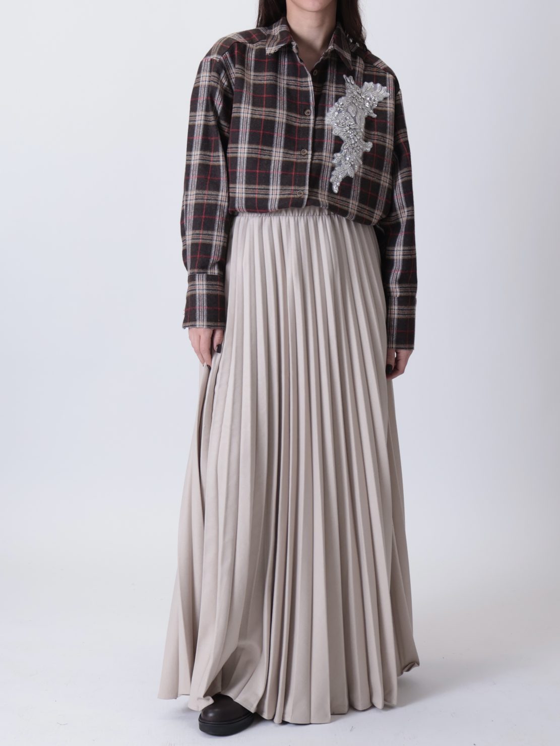 Gonna lunga plissettata panna