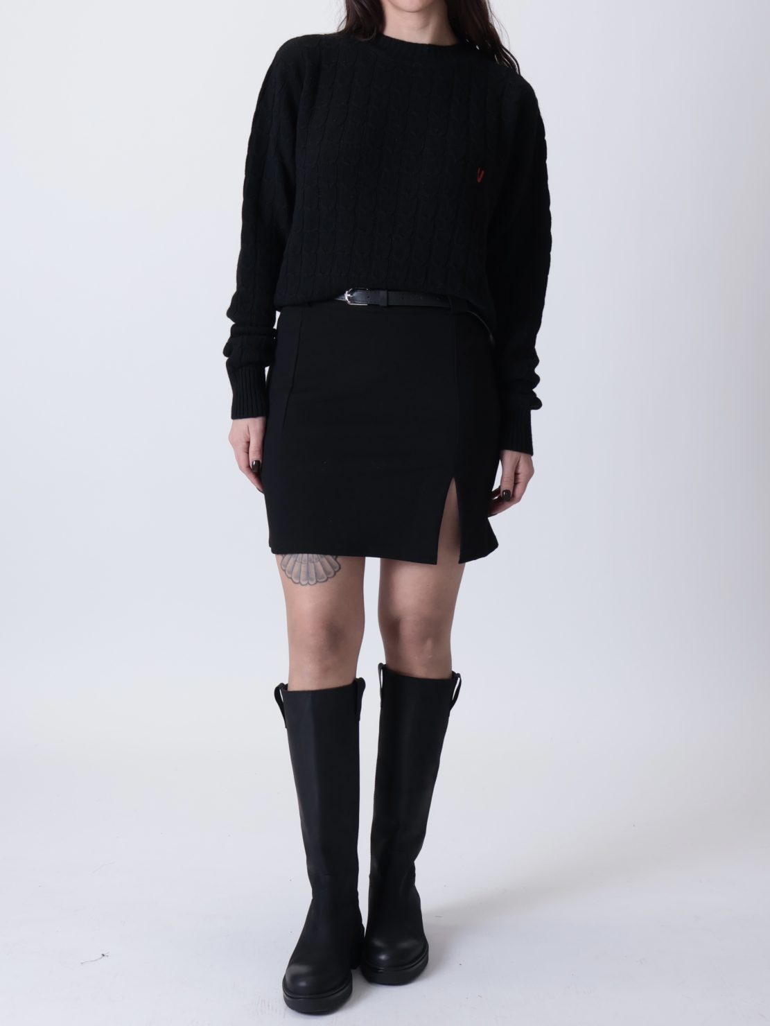 Minigonna punto milano cintura nera