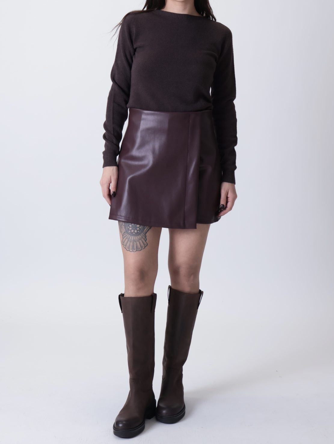 Gonna shorts ecopelle bordeaux