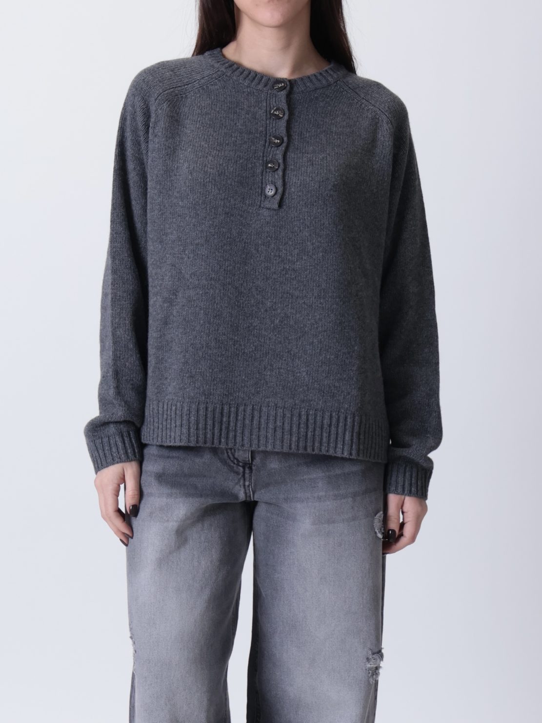 Maglione collo serafino antracite