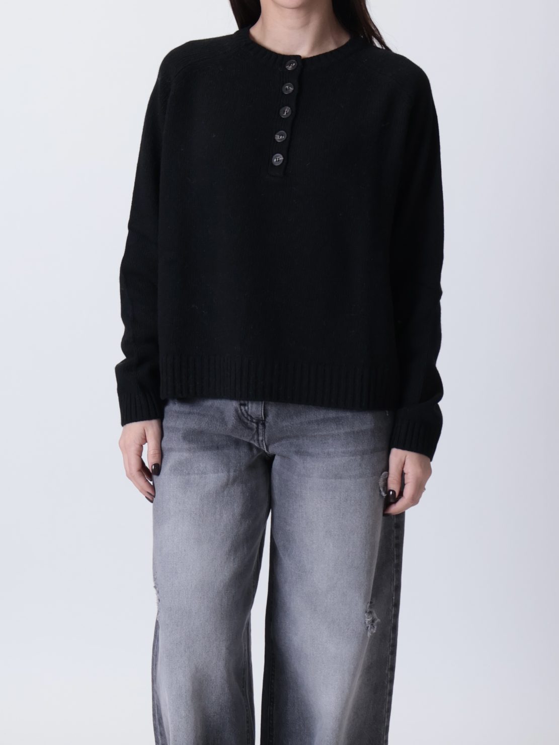 Maglione collo serafino nero