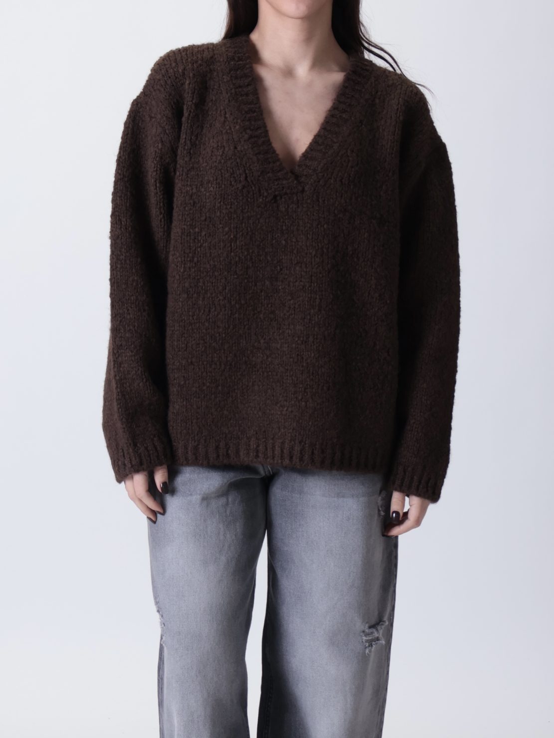Pullover Veronica scollo a V moro