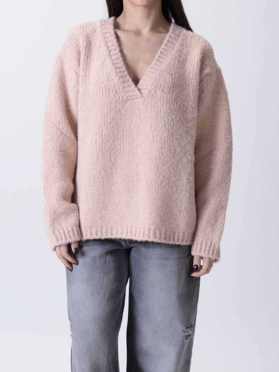 Pullover Veronica scollo a V cipria