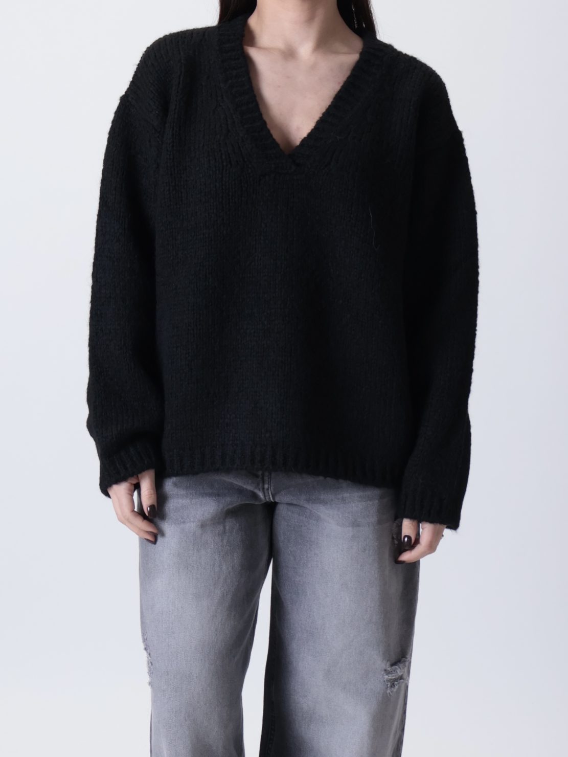 Pullover Veronica scollo a V nero