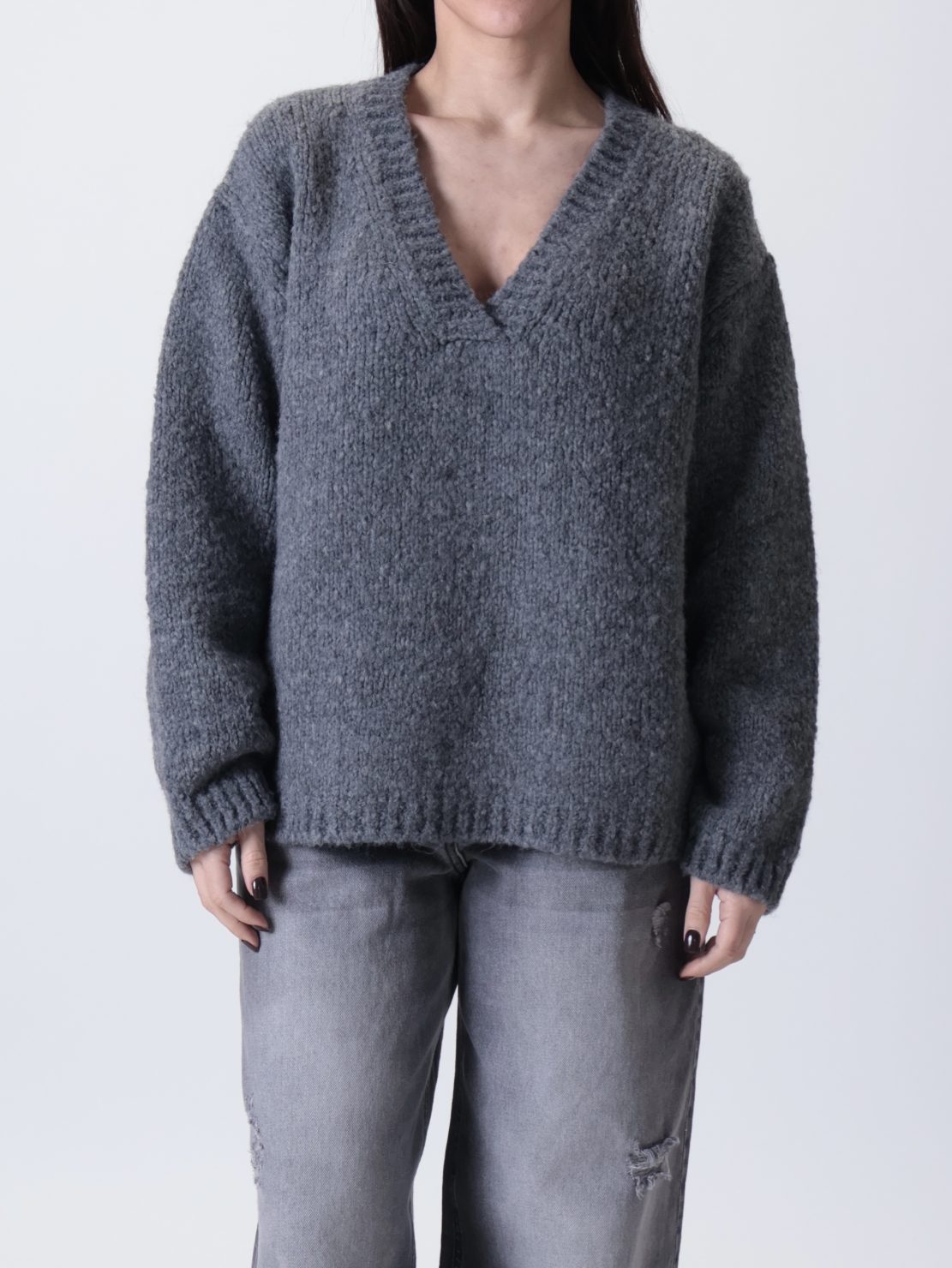 Pullover Veronica scollo a V antracite