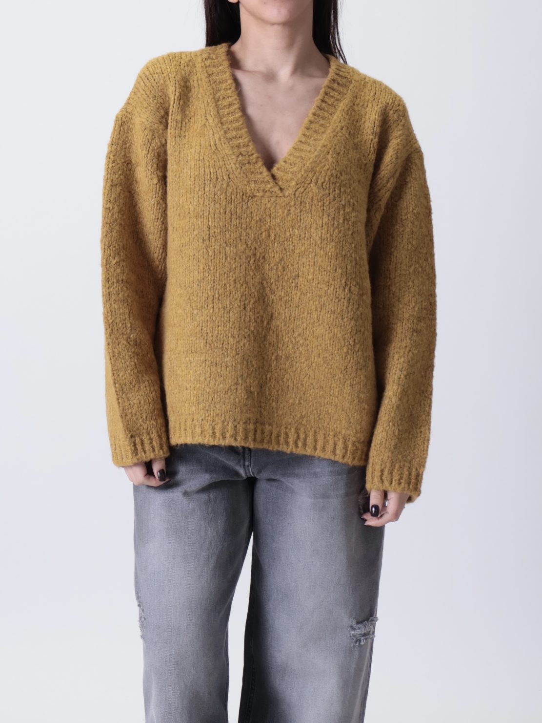 Pullover Veronica scollo a V ocra