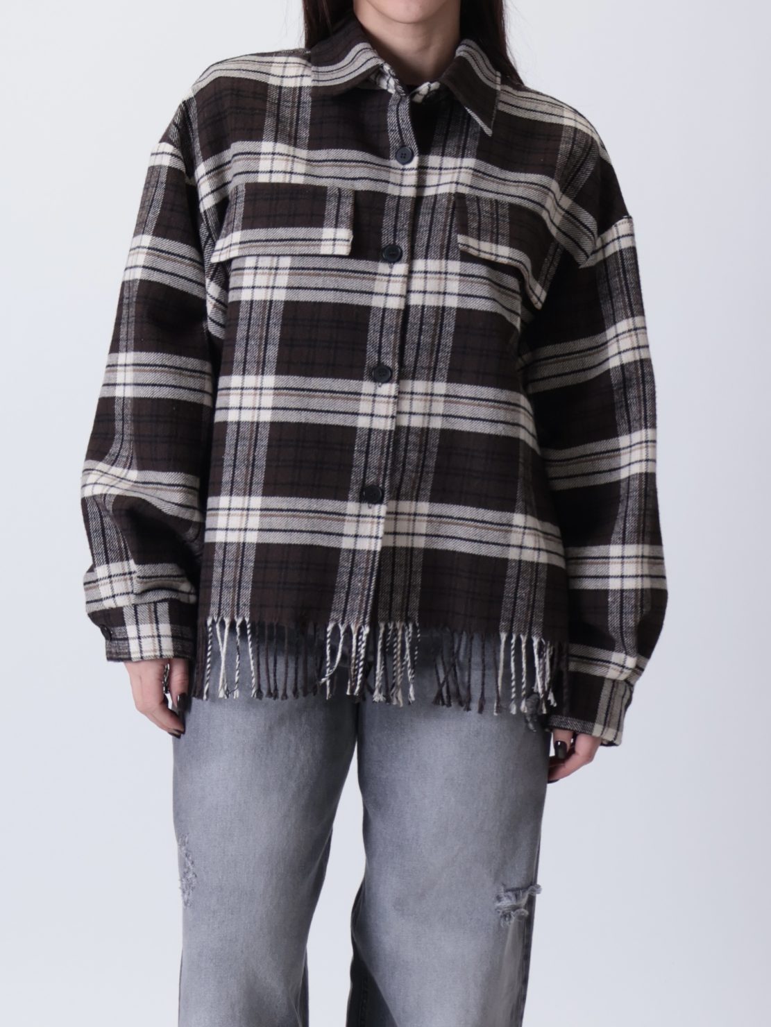 Camicia frange marrone