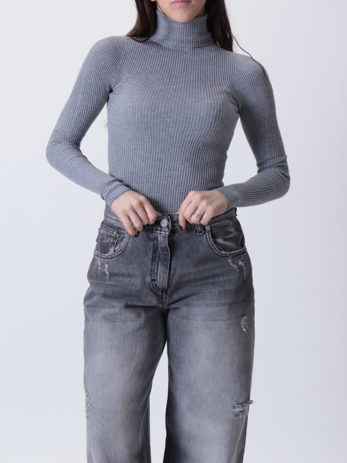 Dolcevita ciclista costine grigio