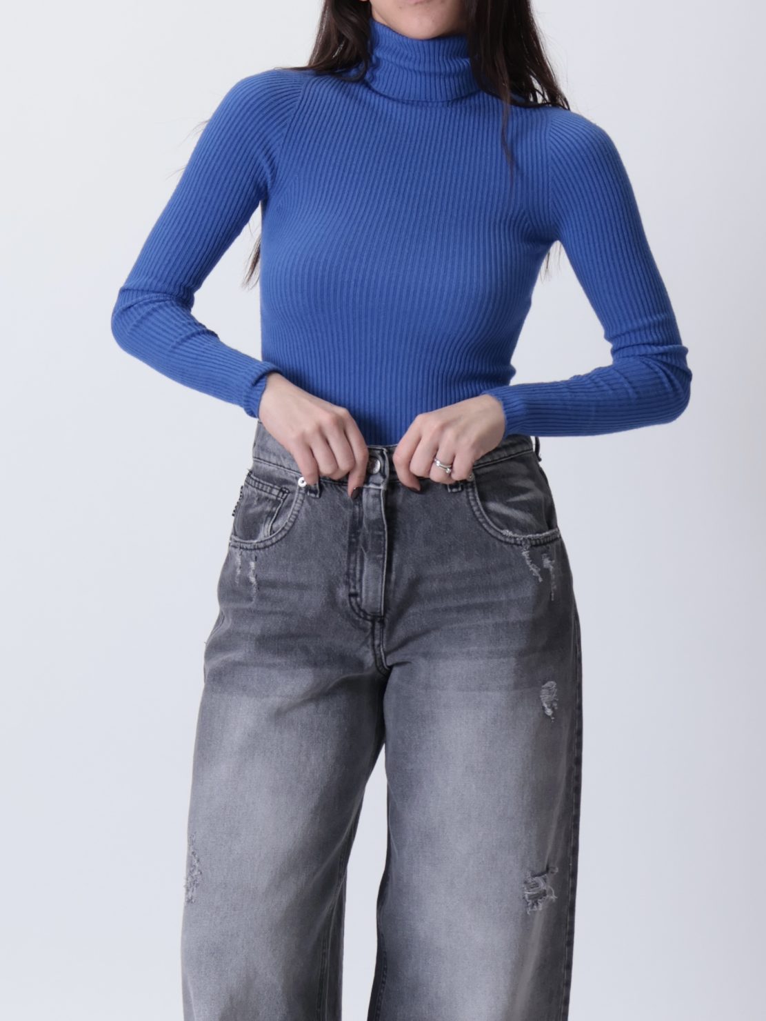 Dolcevita ciclista costine bluette