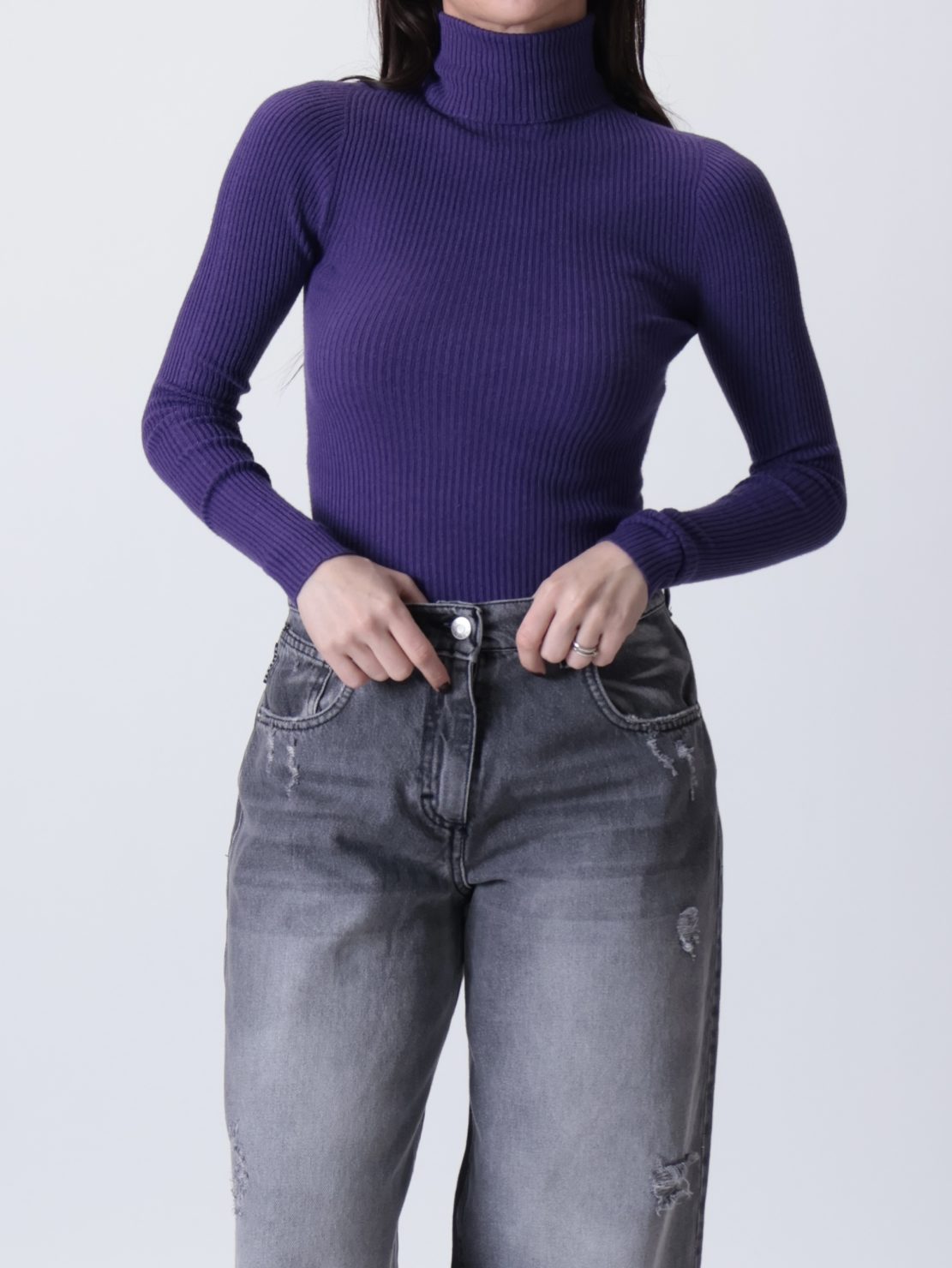 Dolcevita ciclista costine viola