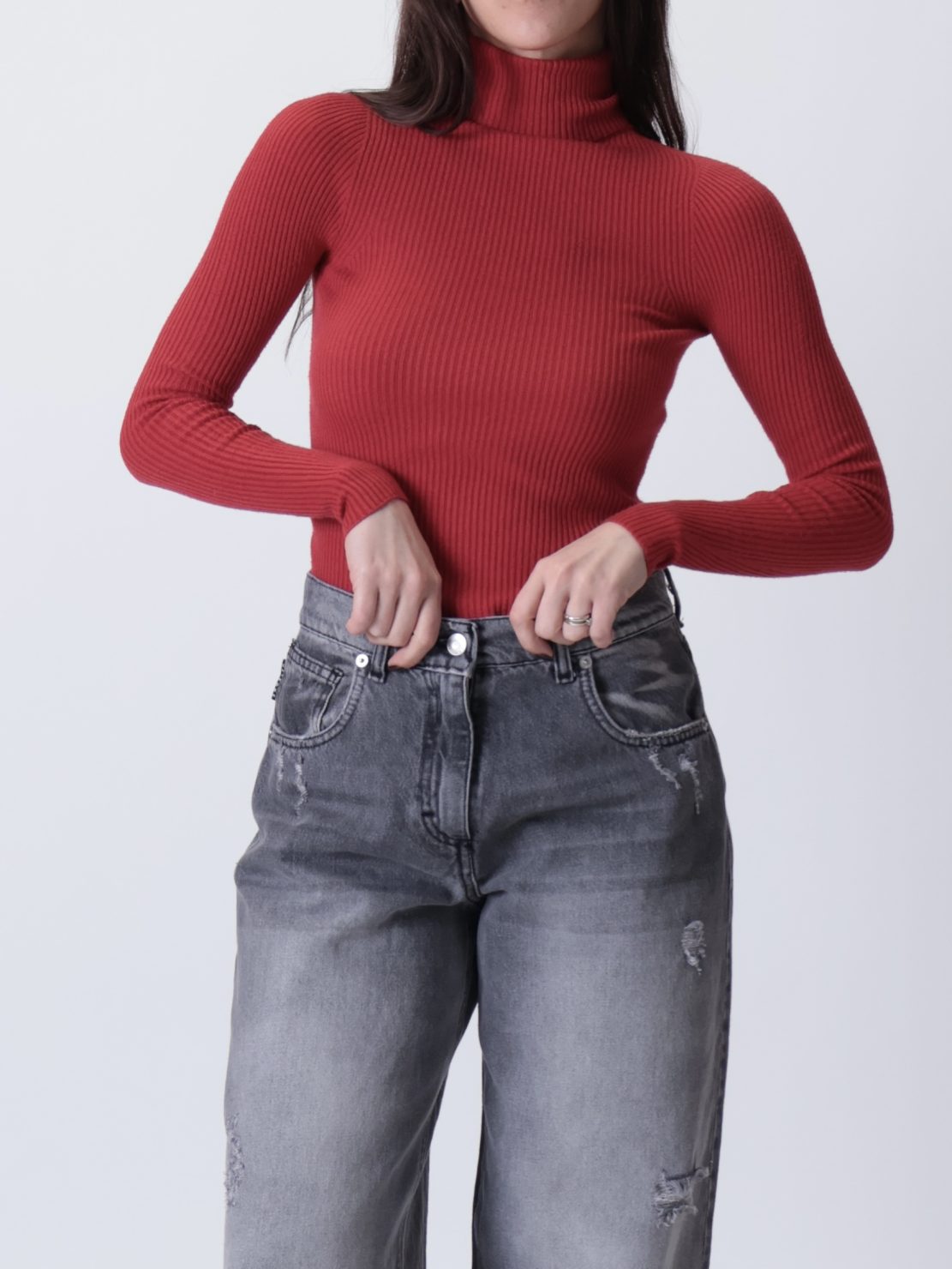 Dolcevita ciclista costine rosso