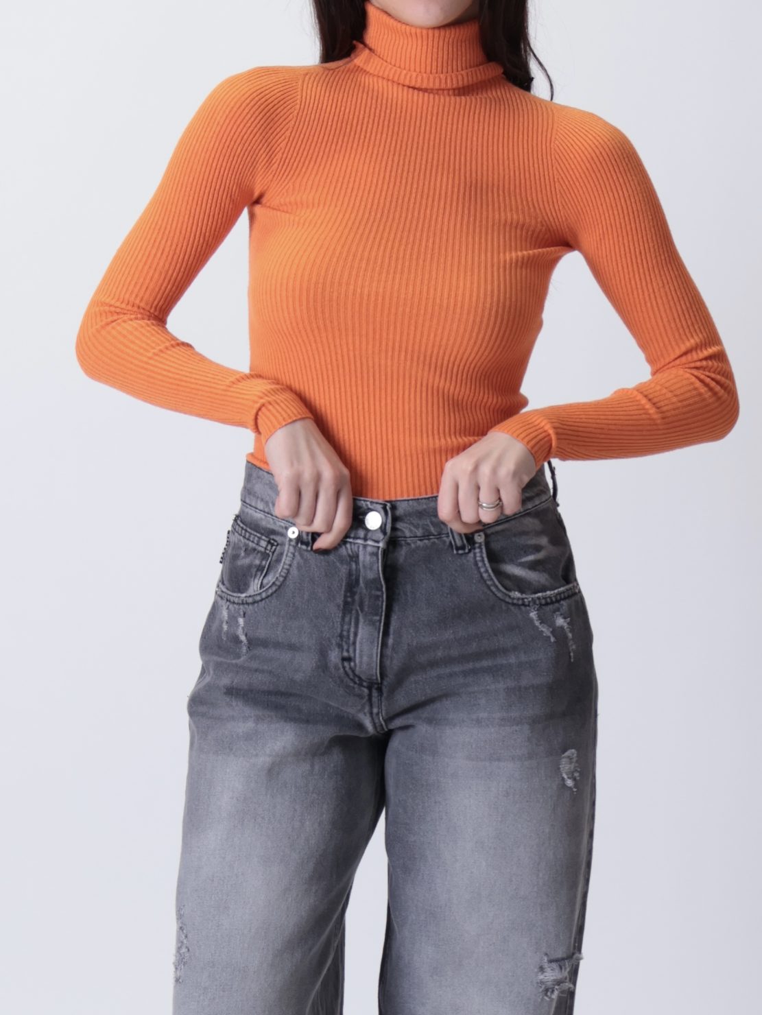 Dolcevita ciclista costine arancione