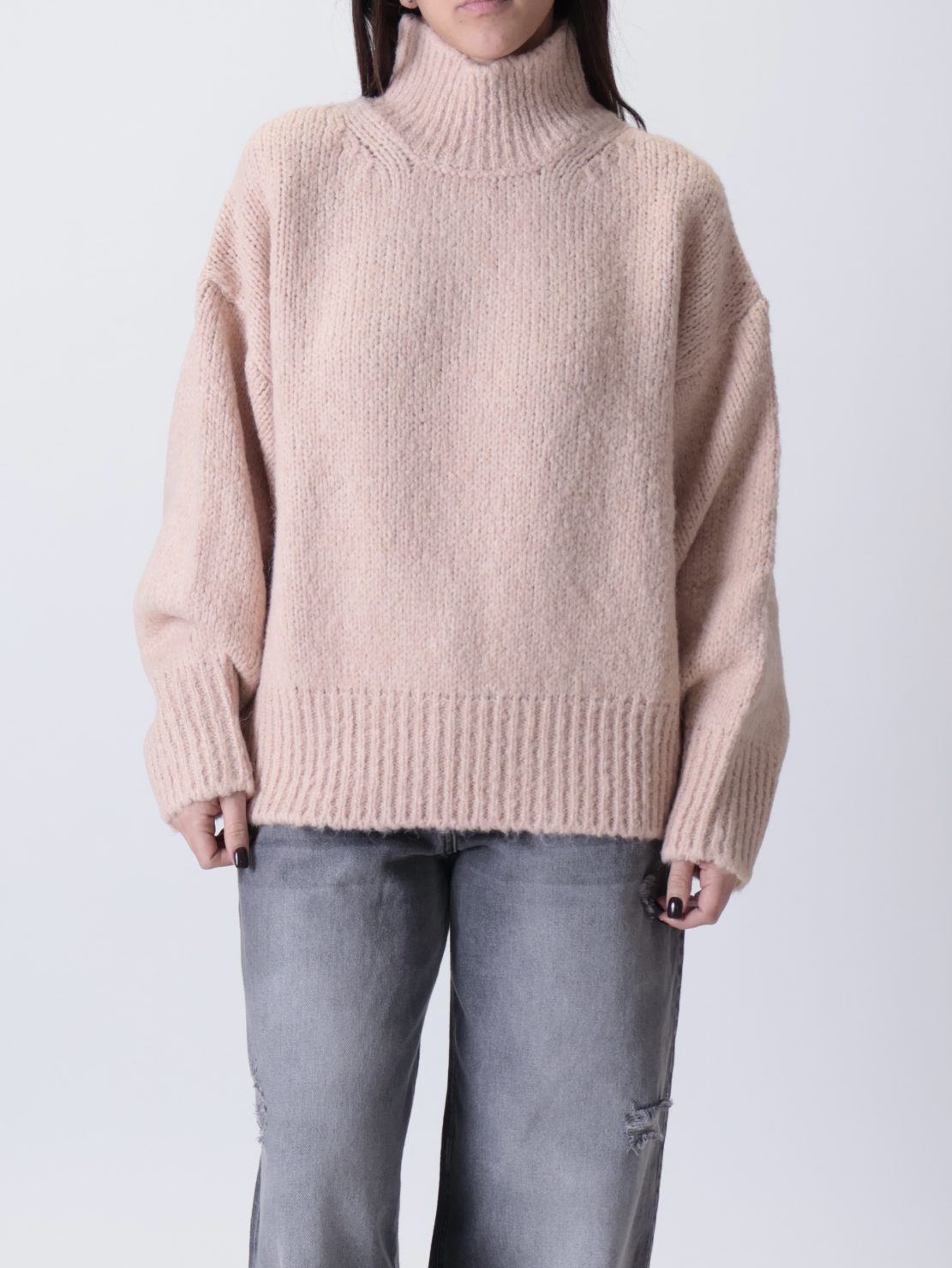 Pullover Chiara collo cratere cipria