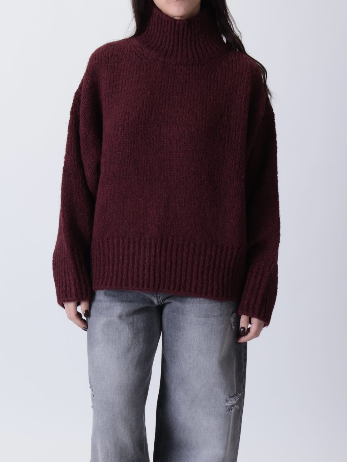 Pullover Chiara collo cratere bordeaux
