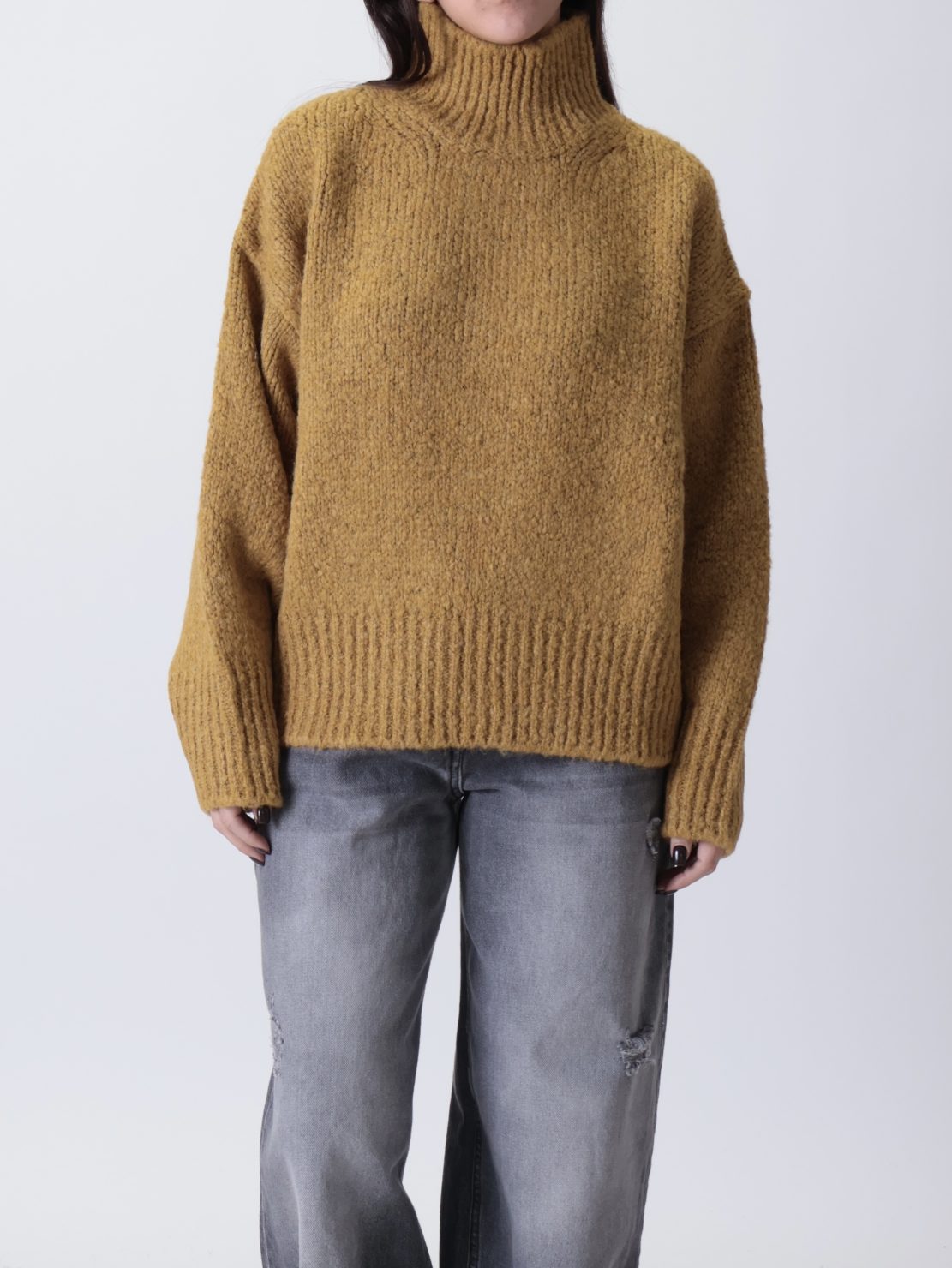 Pullover Chiara collo cratere ocra