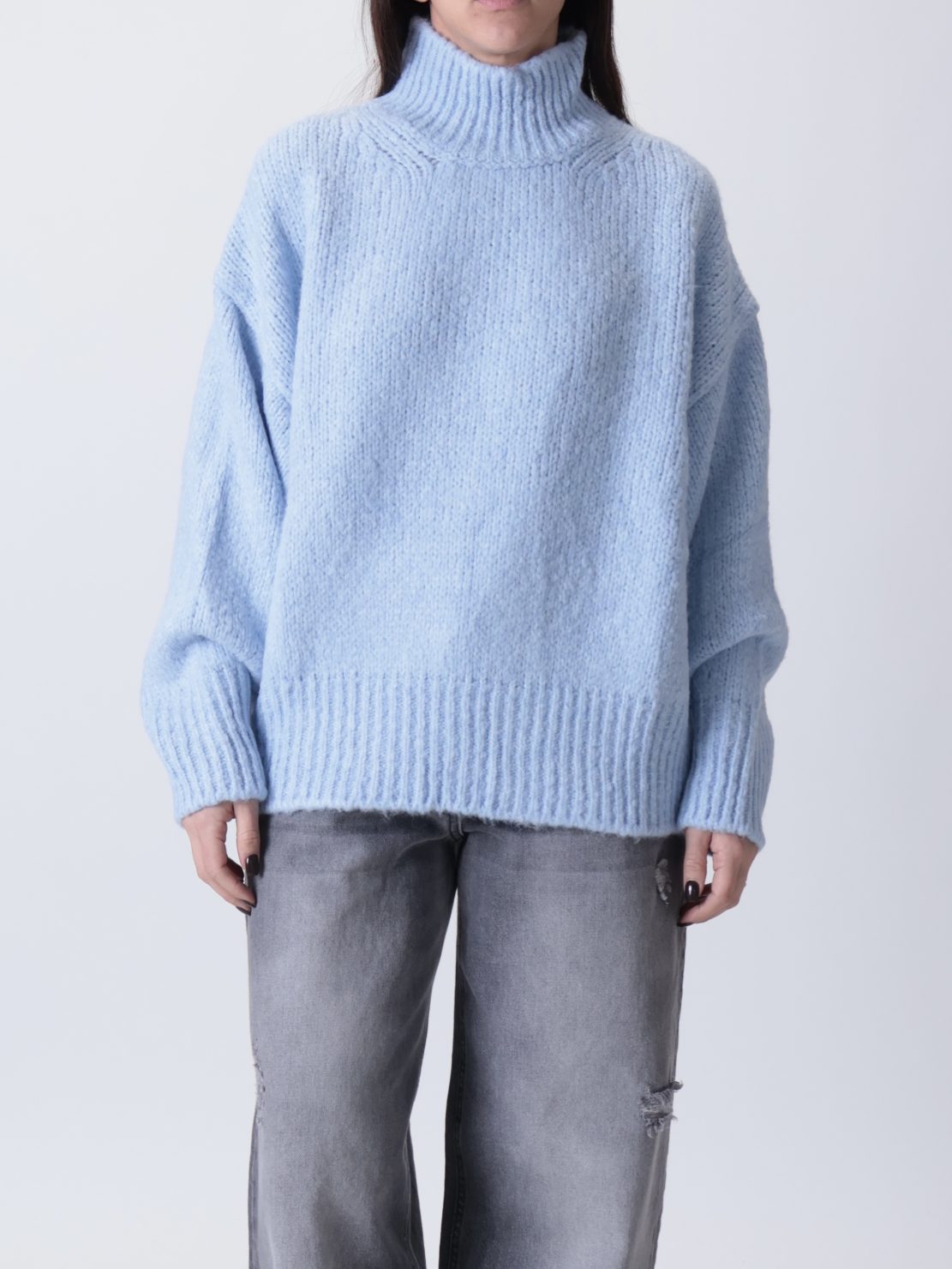 Pullover Chiara collo cratere celeste