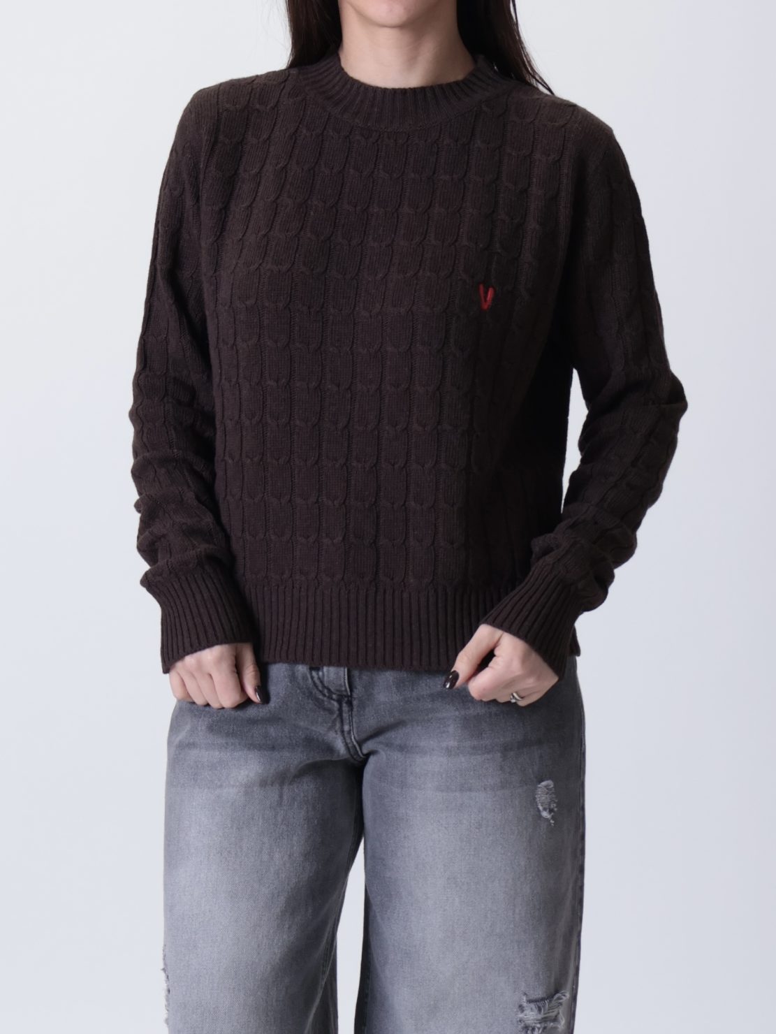 Pullover treccia moro  V