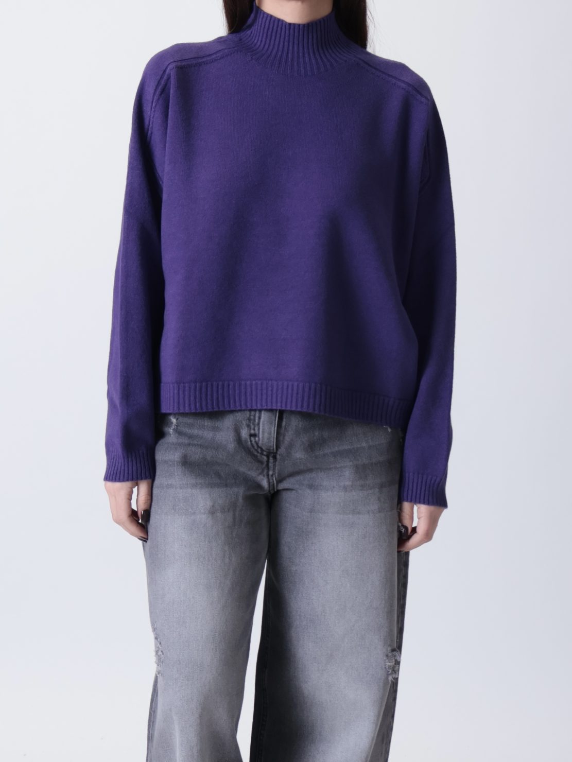 Maglione Giorgia collo cratere viola