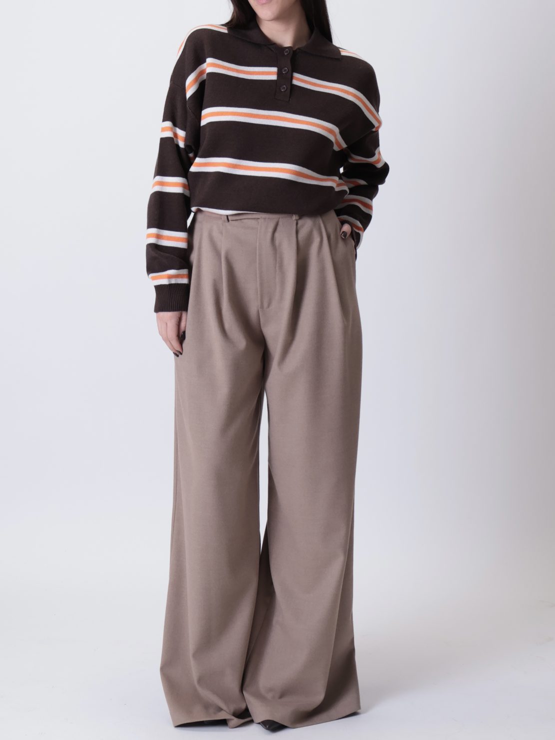 Pantalone palazzo doppia pinces cammello