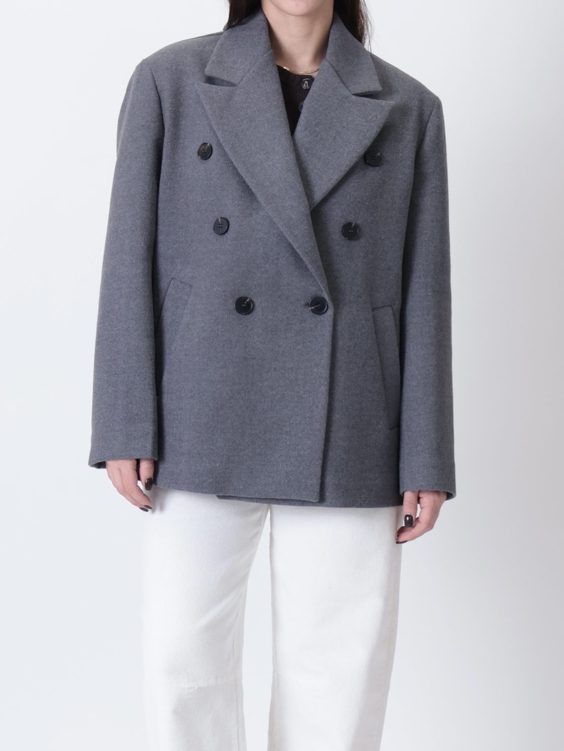 Giacca cappotto doppiopetto antracite