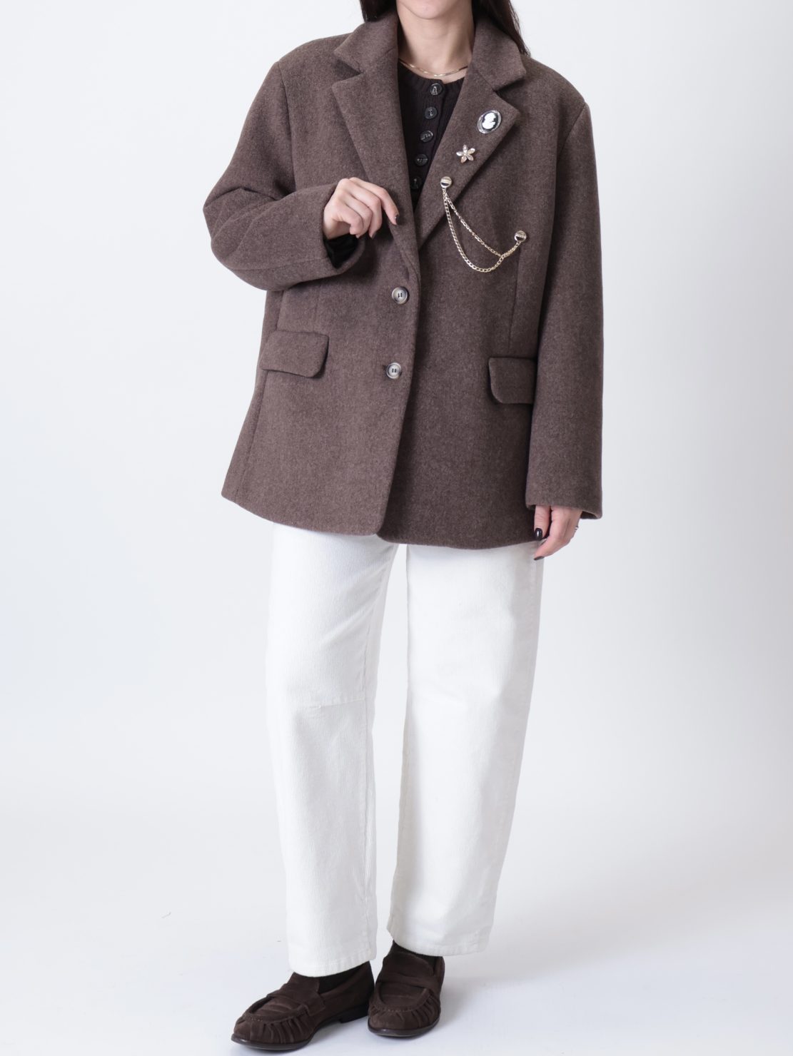 Giacca cappotto spille moro