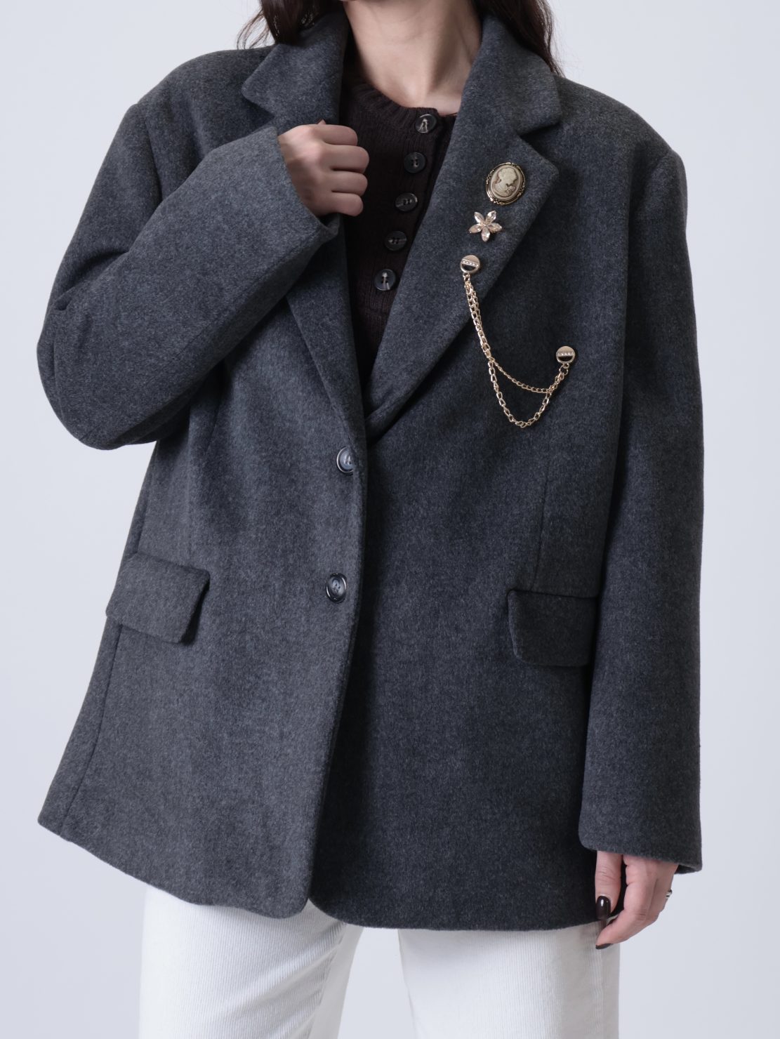 Giacca cappotto spille antracite